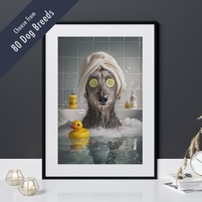 Funny Dog in Bath Print –
