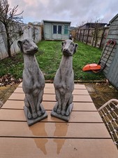 Stunning Pair of Large 85cm Greyhound Whippet Stone Dogs - Pillar Cap, Garden