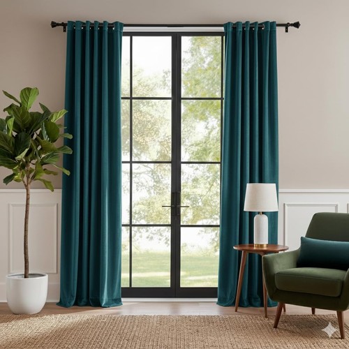 Teal blue velvet - velvet, blackout
