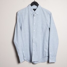 Club Monaco Men's Small Soft Houndstooth Button Up Shirt Slim Fit Light Blue