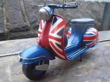 Large vintage Vespa style tinplate scooter ornament, nice display piece