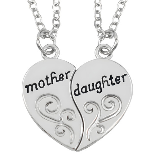 Mother daughter heart necklace - mother,