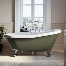 Dark Green Freestanding Single Ended Roll Top Slipper Bath w BUN/PRSLIPDLG/97843
