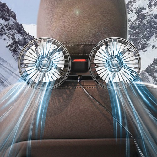 Black car usb fan double - usb,