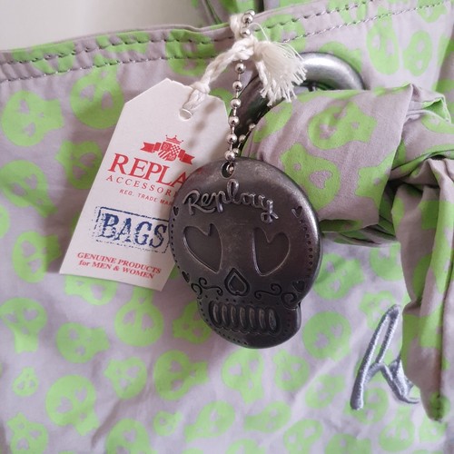 Replay skull slouch bag green - replay,
