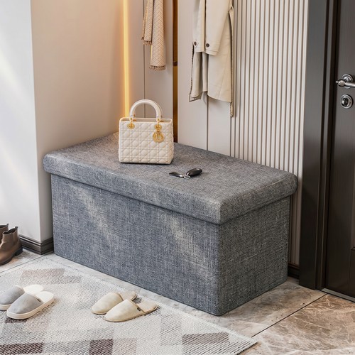 Linen ottoman storage - storage, seat