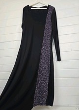 Alembika Black Tweed Stripe Jersey Cocoon Dress Size 2 Long Maxi Stretch