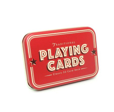 Traditional Playing Cards in Metal Tin Box Classic 52 Card Deck
