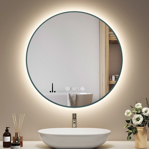 Emke round led bathroom mirror - bathroom,