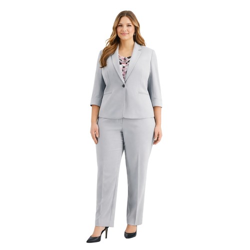 Kasper gray pants suit set - gray,
