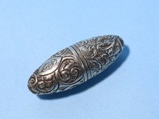 1881 Victorian White Metal Miniature Case for Scent or Vinaigrette Bottle Rococo