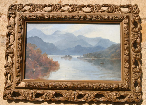 Victorian oil painting - , lake