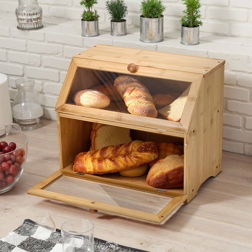 Tier bamboo bread bin for - 2-tier,