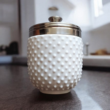 BIA International White Egg Coddler Dimpled Ceramic 150ml + Lid - Preloved GC