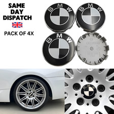 Set of 4 Black BMW Wheel Centre Caps 68mm - 1 3 5 6 7 Series, X5 X6 M & Z Series