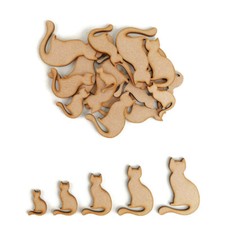 Sitting Cat Pet MDF Craft Shapes Wooden Animal Tag Decoration Embellishment Pack