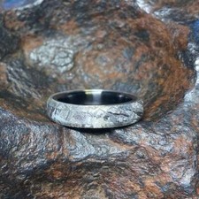 Authentic Meteorite Wedding Band with Black Titanium Sport Sleeve - 5mm Genuine 