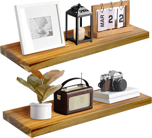 Teak wood floating shelves - teak,