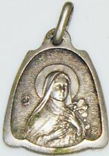 St. Therese Art Nouveau Sterling Silver Holy Medal by Balme Teresa Flower Jesus