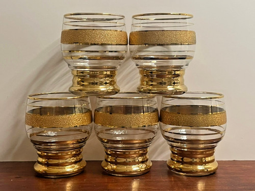 Vintage gold band liqueur - gold,