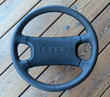 NEW LEATHER Steering Wheel for Audi 80 90 100 200 B3 B4 S2 C3 Black stitch