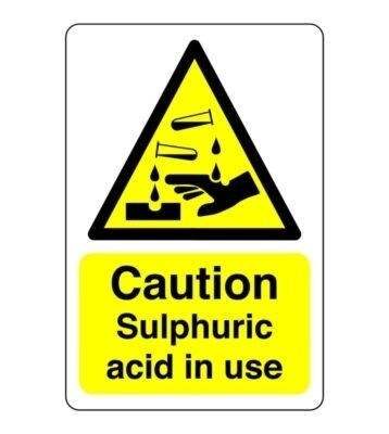 Caution sulphuric acid use - caution,