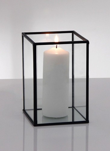 Metal frame glass hurricane - metal,