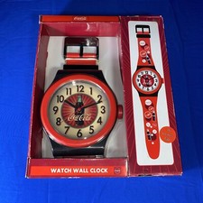 Coca Cola  Red Coke Bottle Wall Mount Watch Clock 36” Long With Box