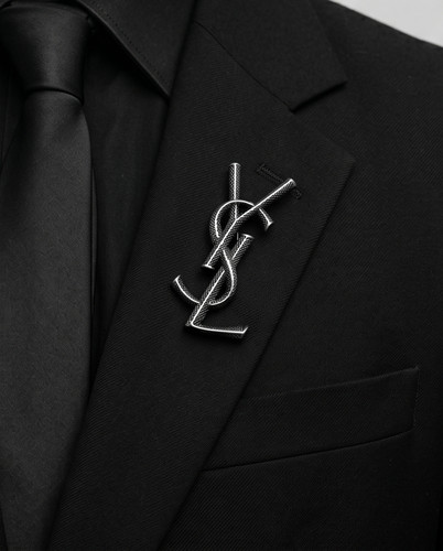 Auth ysl brooch logo - ysl, dark