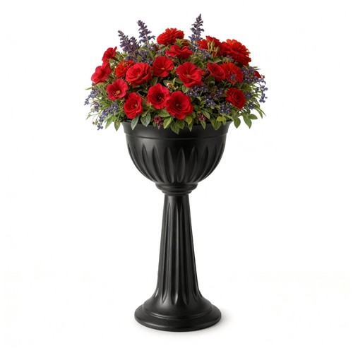Black urn plant pot - urn,