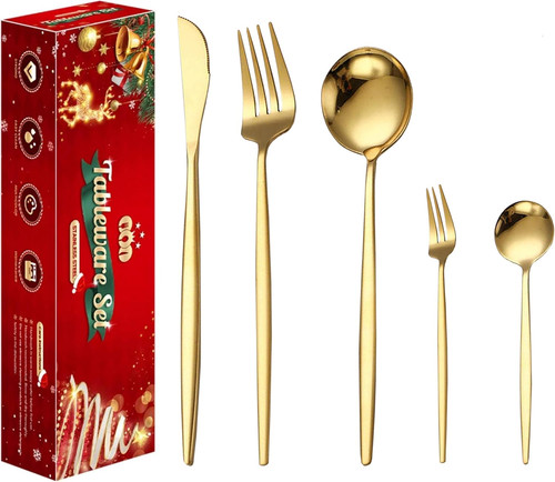Gold cutlery set - gold,
