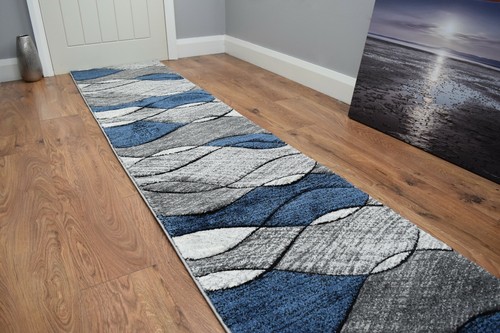 Grey blue hallway runner - blue,