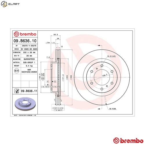Brake disc b636 11 - brake, for