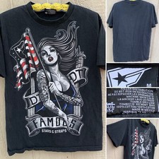 Famous Stars & Straps tattooed woman lady female flag Patriotic T Shirt Y2K Sz M