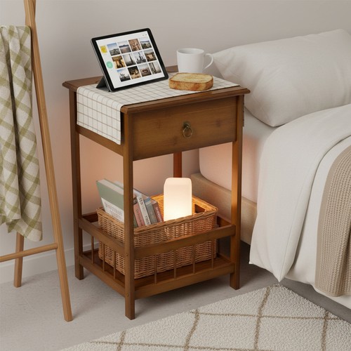 Bamboo bedside table - bedside,