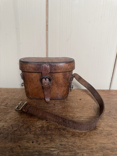 Vintage leather binocular case - leather,