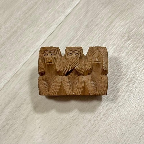 Three monkeys wood carving - three,