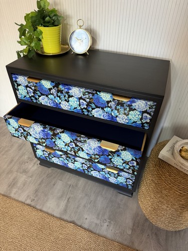 Blue floral decoupage - decoupage, chest
