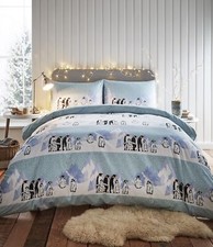 Penguins in the Snow, DUVET Cover BED set, bedding Emperor Penguin with Heart