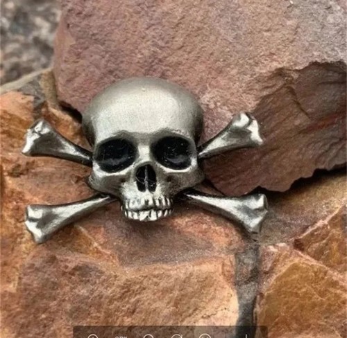 Skull biker rocker pin - biker,