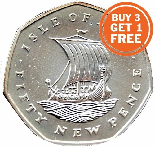 50p isle man viking fifty - isle,