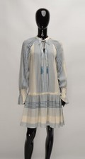 Simona Barbieri Twin-Set Striped Long Sleeve Blue Boho Cottagecore Dress Size 40