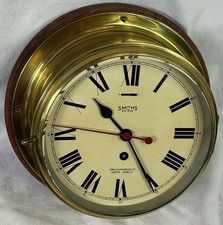 Vintage Ships Bulkhead Clock, Smiths Astral, Large, Brass, WW2 Naval