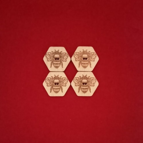 Hexagonal bee buttons 30mm - hexagonal,