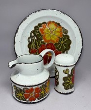 Midwinter, Stonehenge, Nasturtium - milk jug, pepper pot, dinner plate