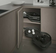 Kitchen Corner Pull Out 2 Grey Shelves Soft Close Tray Storage Left Right Handed