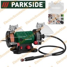 Parkside 120W Double Bench Grinder With Flexible Drive Shaft + 103 Accessory Set
