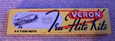 Vintage Veron Tru-Flite Scale Model Kit  1/19  #8 tiger moth Biplane 18" 