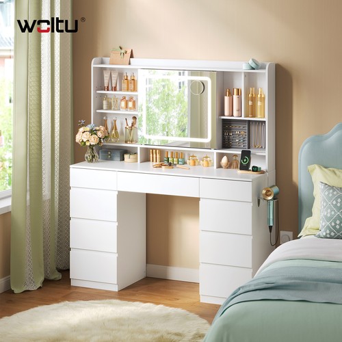 White dressing table - white, led