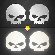 2 REFLECTIVE Stickers Skull HARLEY-DAVIDSON Glossy White 1.6" each logo Tuning